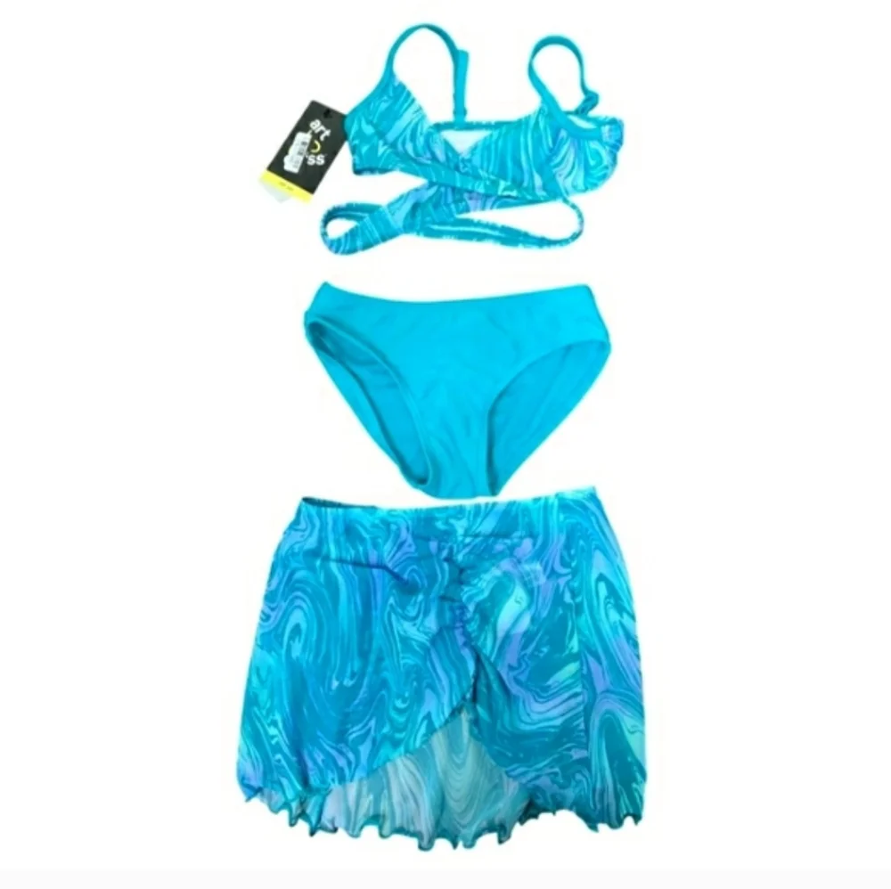 Art Class Girls 3 Pc Swimsuit Set - Size Small 6-7